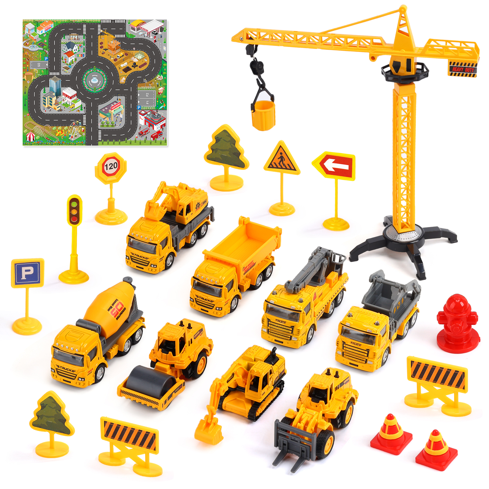 建設車両8点セット 車おもちゃ トラクター 作業車両 大型プレイマット