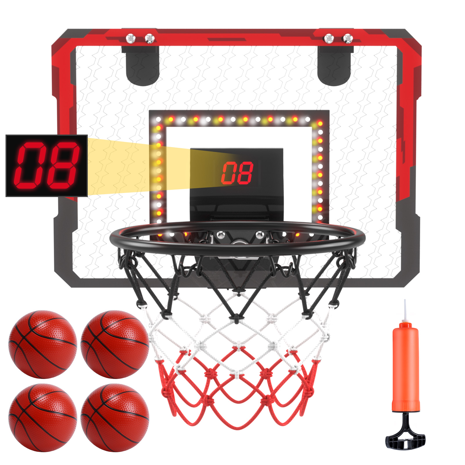 バスケットゴール 室内 Eaglestone おもちゃ 自動採点 効果音 静音可能 ドア掛け バスケットボール 4個付属 屋外 折り畳み式 収納便利 子供用 男の子 プレゼント |  | 01