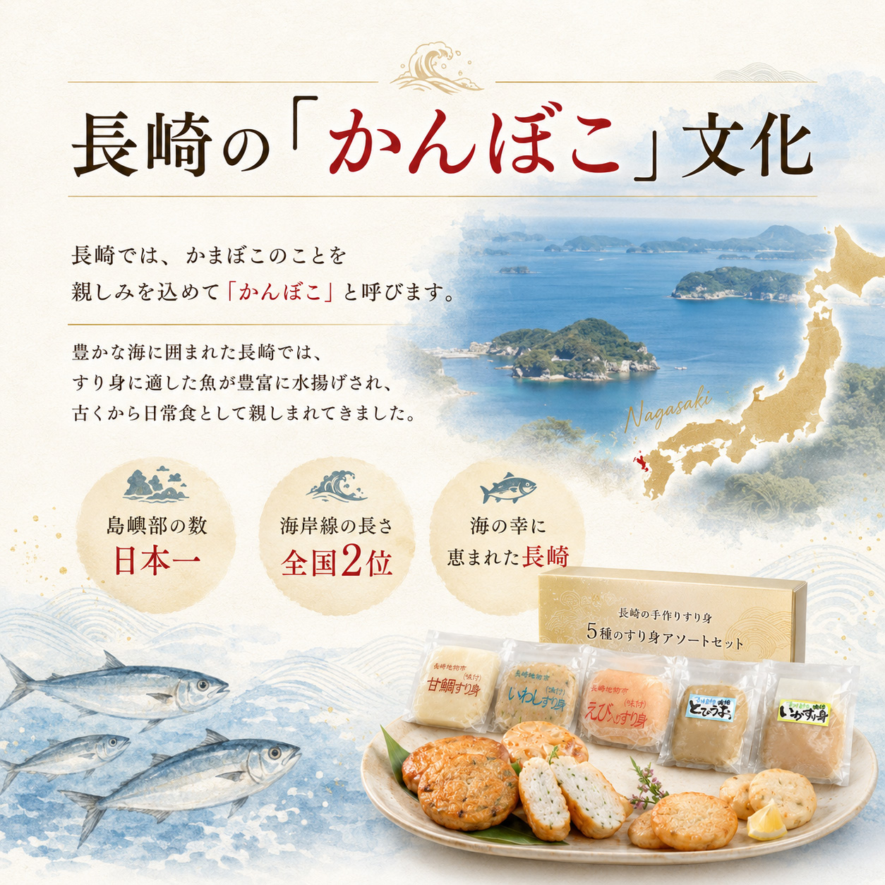 5種のすり身 アソートセット 計540g 甘鯛 いわし えび 飛魚 いか 味