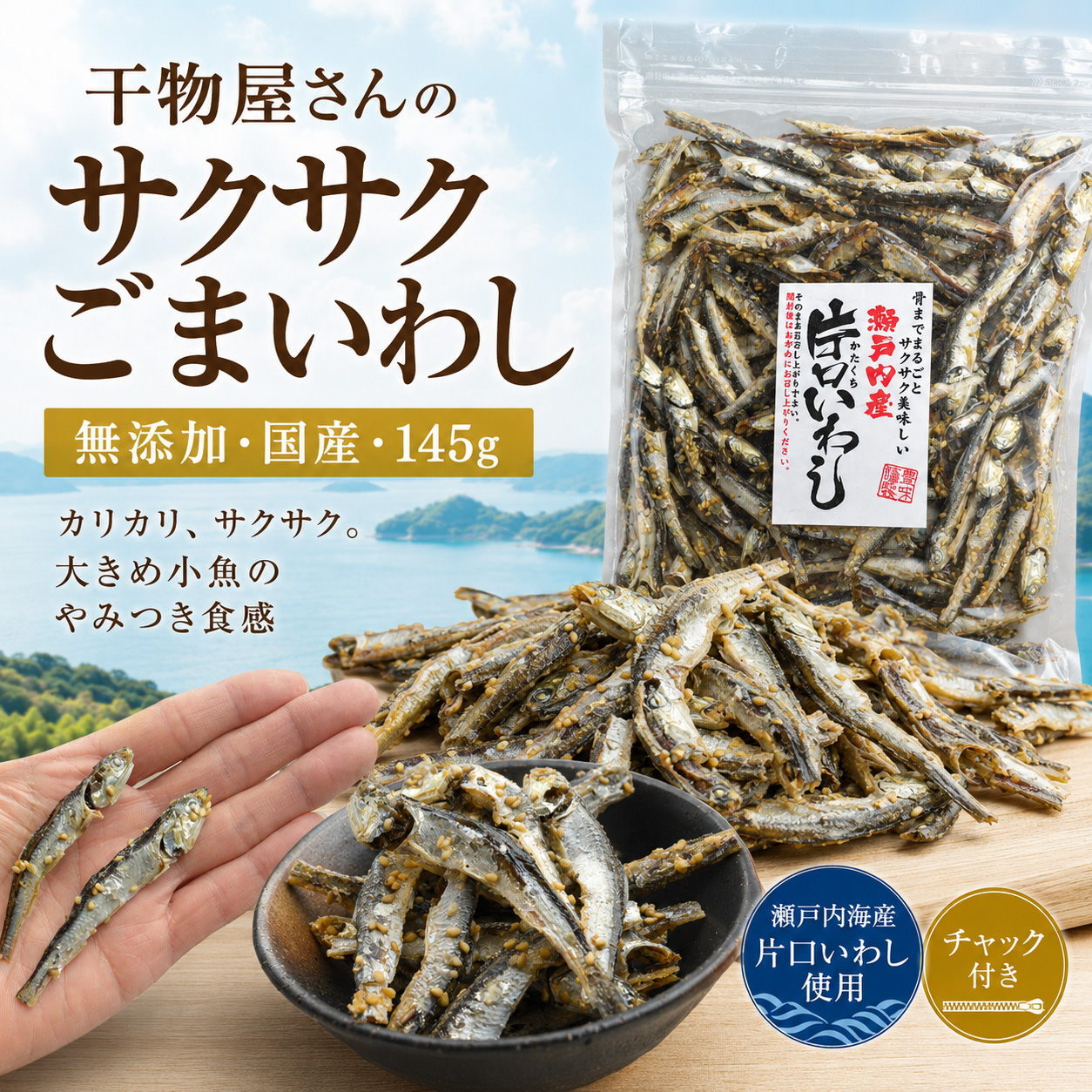 ごまいわし 145g 無添加 国産 干物屋さんのサクサクごまいわし 瀬戸内