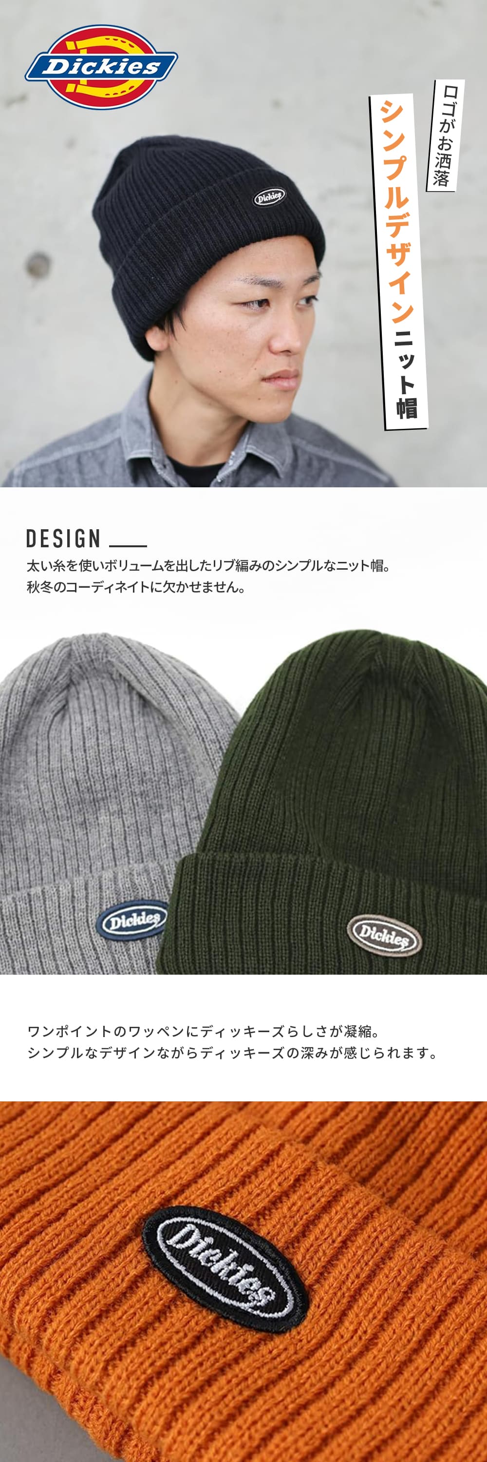 Dickies（ディッキーズ） CALIF リブ編み ニットキャップ ロゴ