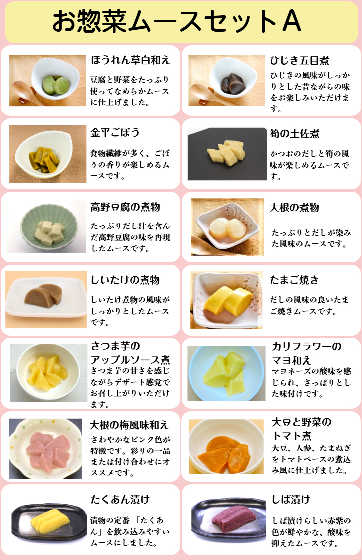 介護食 冷凍 ムース食 お惣菜ムースセットA(14個入り) 高齢者 食事 舌