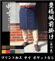 フルカラープリント 帆前掛け 中寸 ポケットなし（カラー）