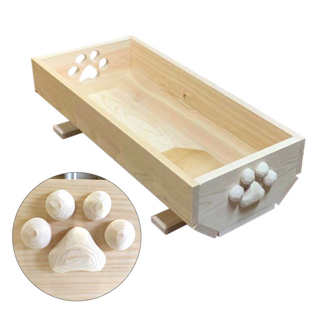 猫のベッド 夏用 肉球 おしゃれ 奈良吉野桧 猫プランター かわいい肉球付き (小) 木製  エコ やさしい