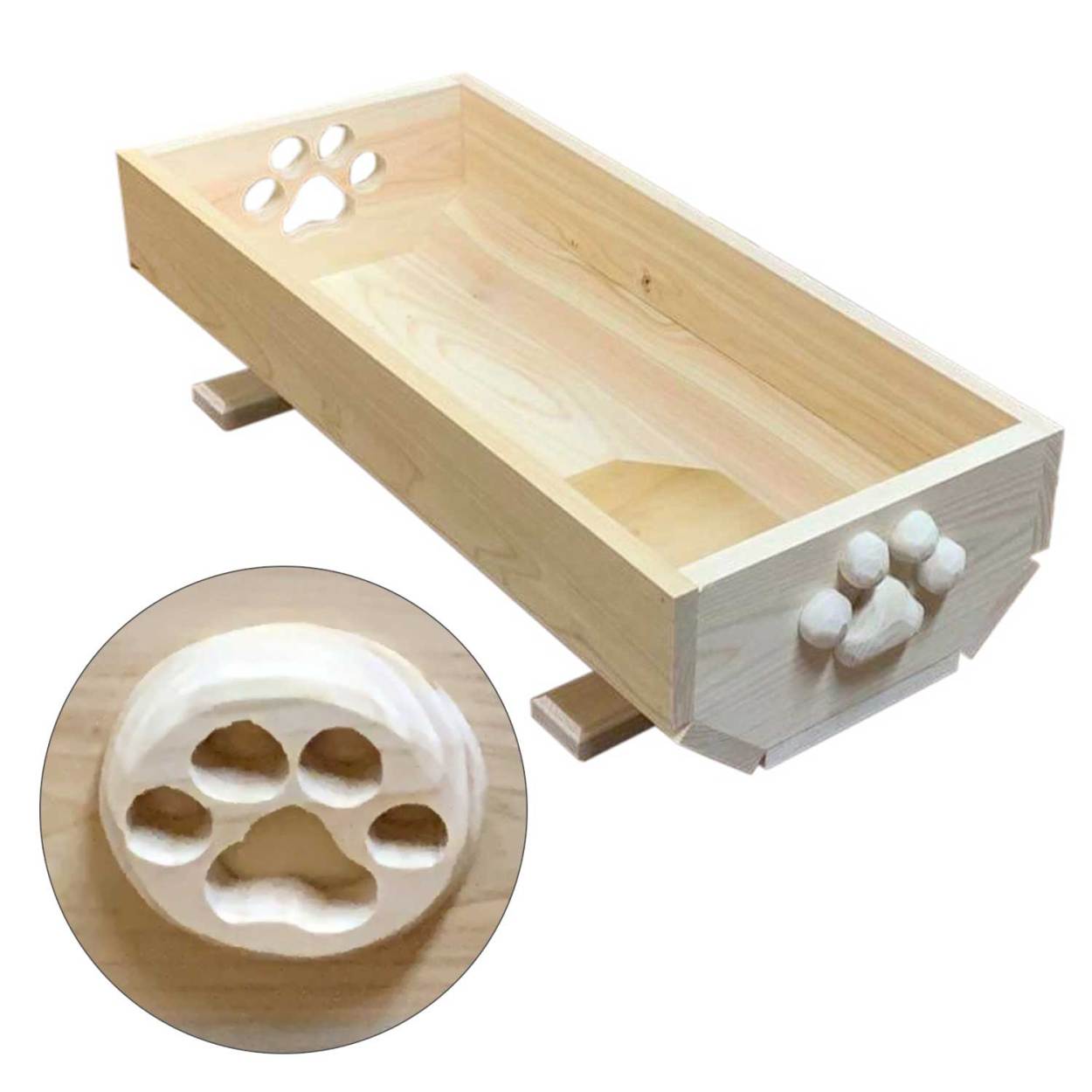 猫のベッド 夏用 肉球 おしゃれ 奈良吉野桧 猫プランター かわいい肉球付き (小) 木製  エコ やさしい