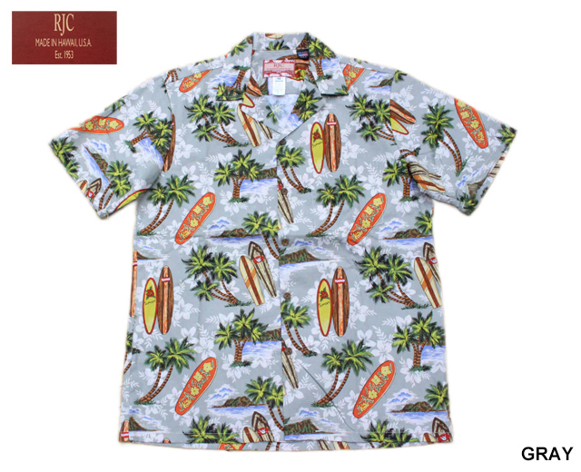 HAWAII ALOHA「ヤシの木・レトロカー・サーフボード」アロハシャツL HAWAII ALOHA「ヤシの木・レトロカー・サーフボード」アロハ