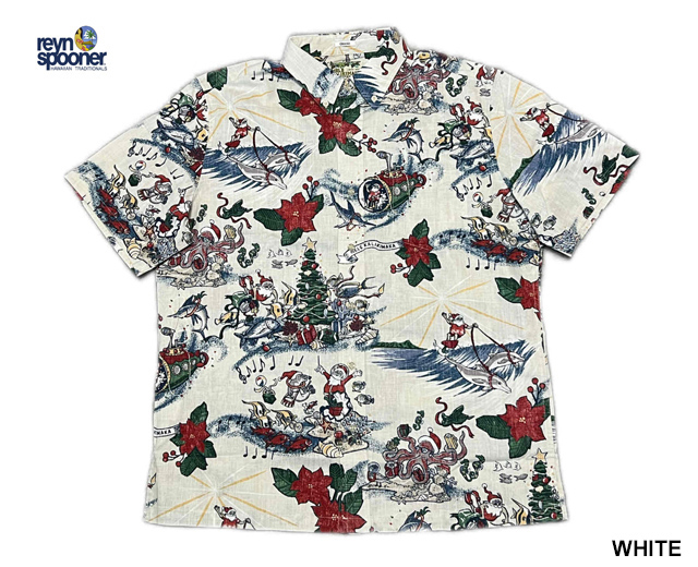 レインスプーナー アロハシャツ ハワイアンクリスマス サンタクロース レーヨン レインスプーナー アロハシャツ ハワイアンクリスマス
