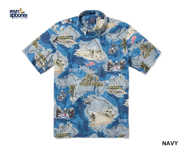 M新品未使用　ReynSpooner ✖️MARINES 米軍 限定コラボシャツ reyn spooner（レインスプーナー） アロハシャツ MARINES: SEMPER FI