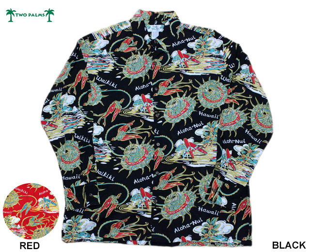 新品　トゥーパームス　長袖アロハシャツ　TWOPALMS フラダンス TWOPALMS トゥーパームス 長袖アロハシャツ L/S Hula Hat ハワイ