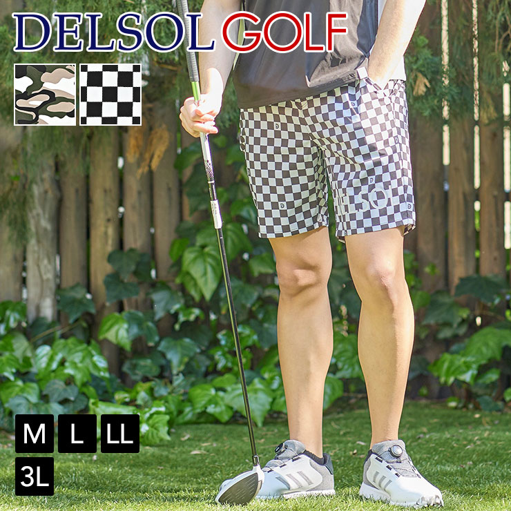 men's 夏生地軽量ロゴプリントハーフパンツ 吸水速乾 M/L/LL/3L メンズゴルフウェア｜delsol-golf｜03