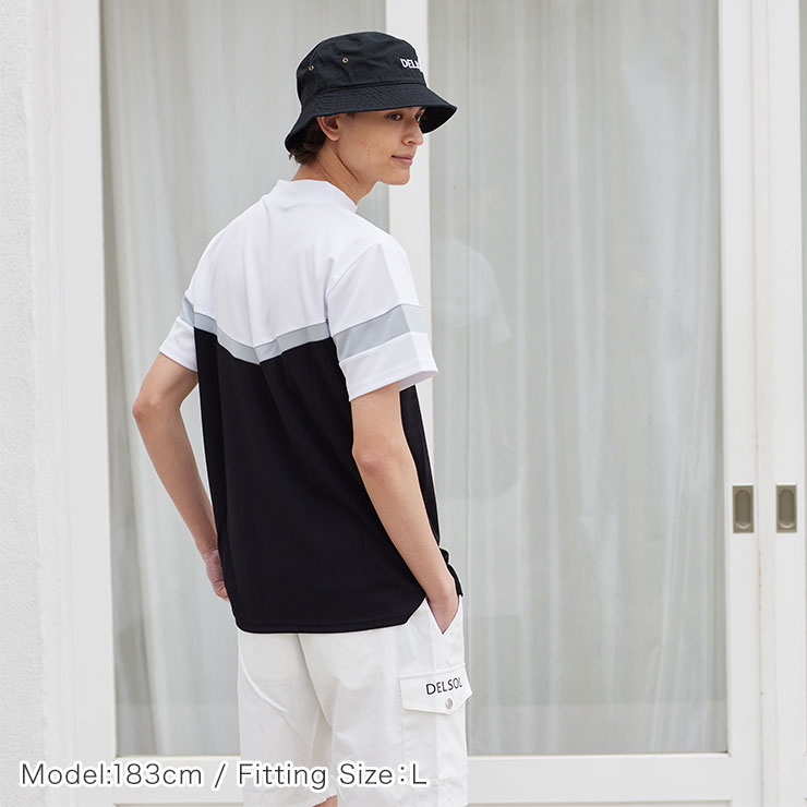 men's 切替モックネックシャツ ストレッチ性 デザイン性 M/L/LL/3L