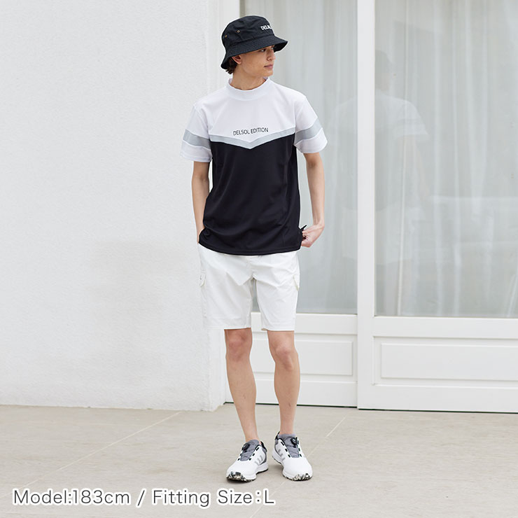 men's 切替モックネックシャツ ストレッチ性 デザイン性 M/L/LL/3L