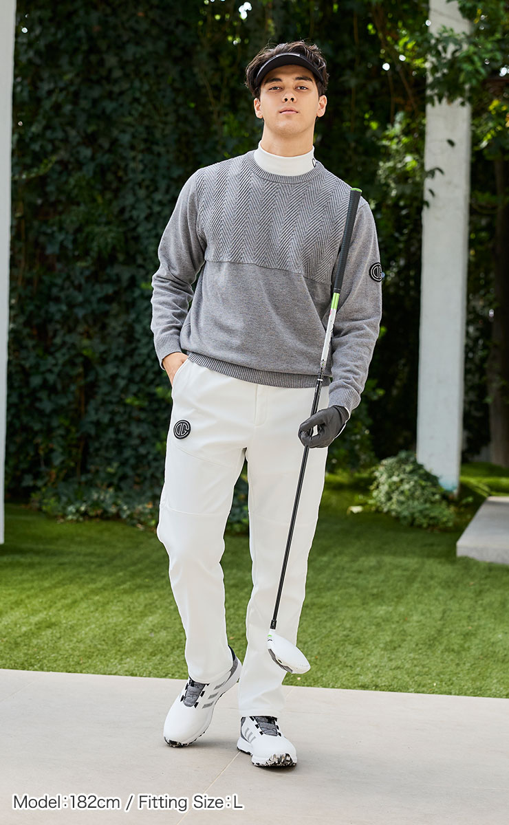 men's ヘリンボーン編みジャガードニット 防寒対策 M/L/LL/3L メンズ