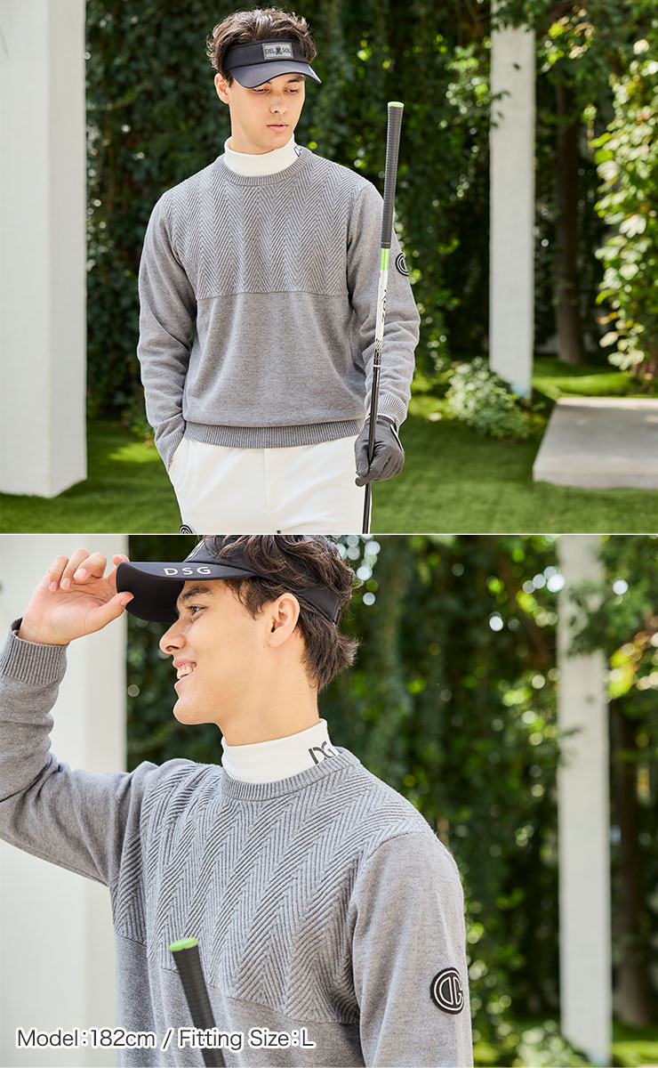 men's ヘリンボーン編みジャガードニット 防寒対策 M/L/LL/3L メンズ