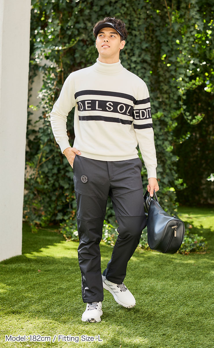 men's メンズ ラインロゴ入タートルネックニット 防寒対策 M/L/LL/3L