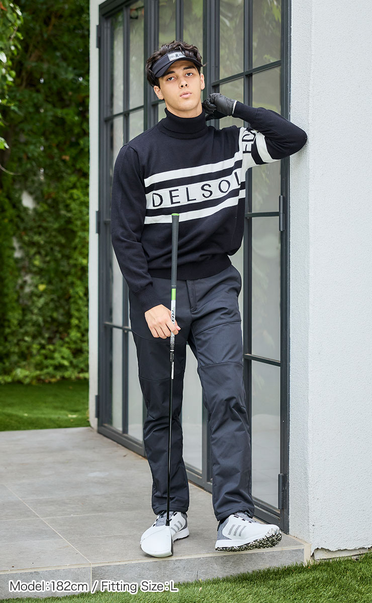 men's メンズ ラインロゴ入タートルネックニット 防寒対策 M/L/LL/3L