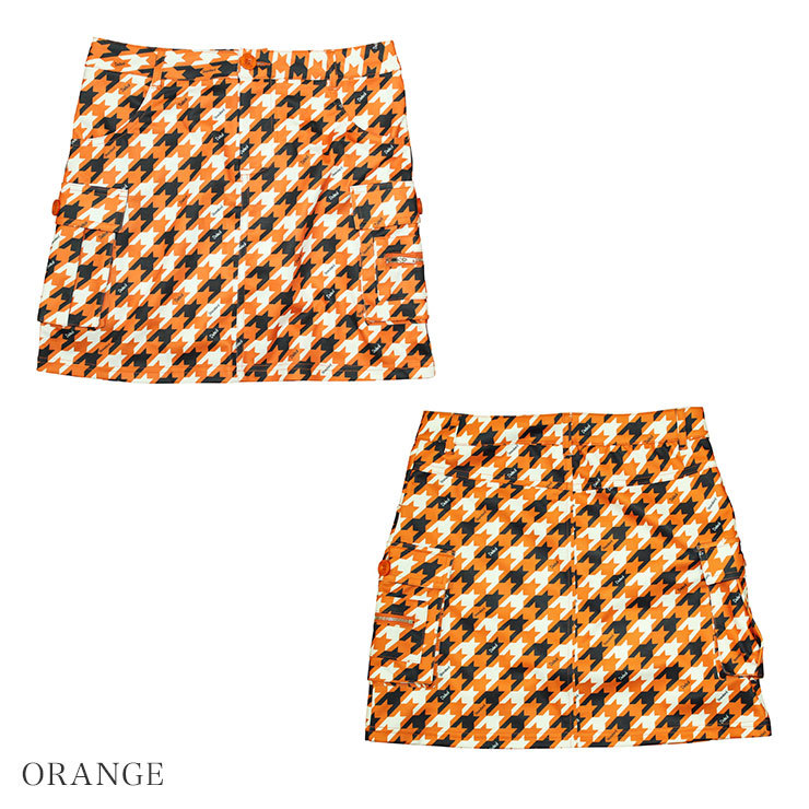 特別価格】千鳥柄ストレッチカーゴスカート(ORANGE/YELLOW) 秋冬