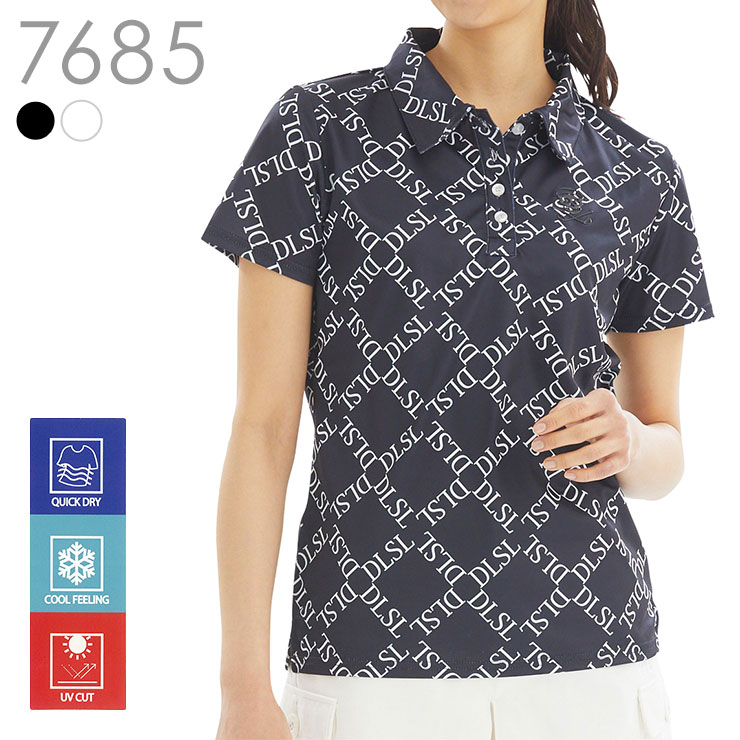 クロスロゴ柄半袖ポロシャツ（UVカット）吸水速乾 大きいサイズ M/L/LL/3L レディースゴルフウェア｜delsol-golf｜03