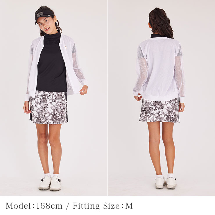 透かし編みブルゾン スポーティ 透け感 アウター Vネック レディース