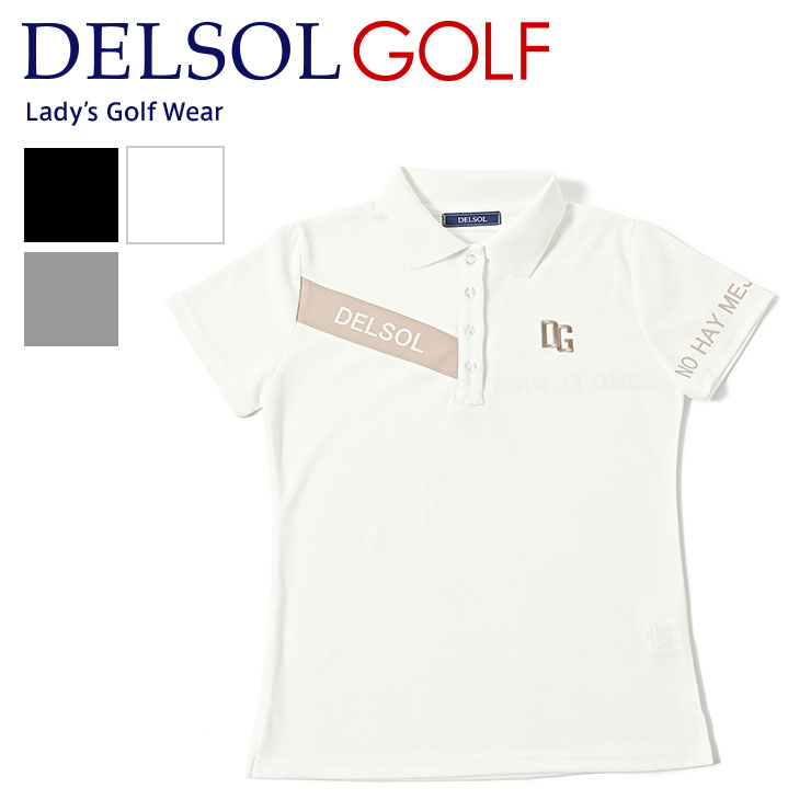切替ロゴポロシャツ 吸水速乾 ストレッチ 豊富なサイズ S/M/L/LL/3L レディースゴルフウェア｜delsol-golf｜02