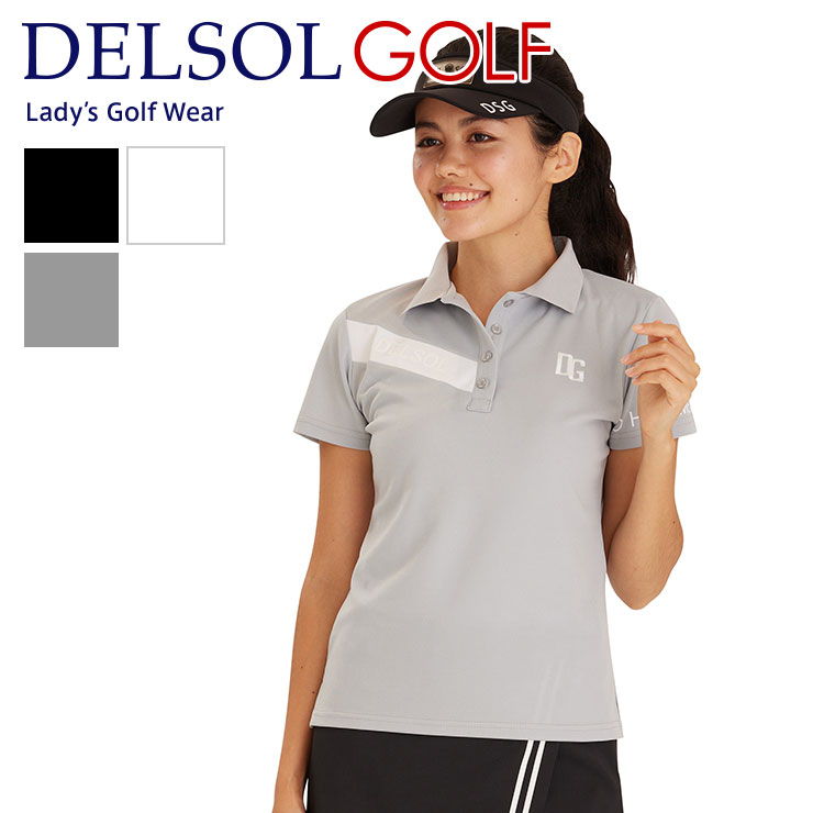 切替ロゴポロシャツ 吸水速乾 ストレッチ 豊富なサイズ S/M/L/LL/3L レディースゴルフウェア｜delsol-golf｜04