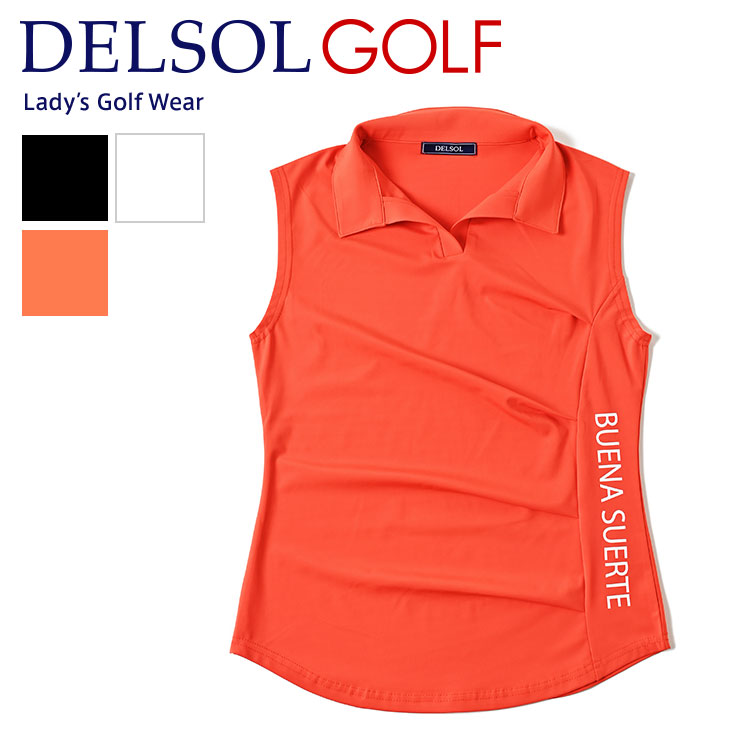 ギャザー入スキッパーノースリーブシャツ 伸縮性 豊富なサイズ S/M/L/LL/3L レディースゴルフウェア｜delsol-golf｜04