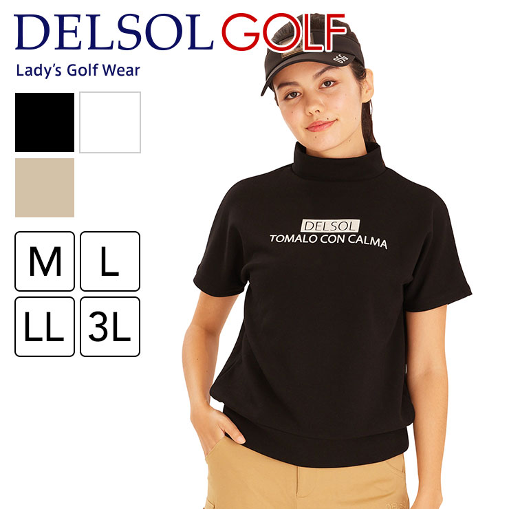 フロッキープリント半袖プルオーバー 肩幅が気にならない やわらか 伸縮性 M/L/LL/3L レディースゴルフウェア｜delsol-golf