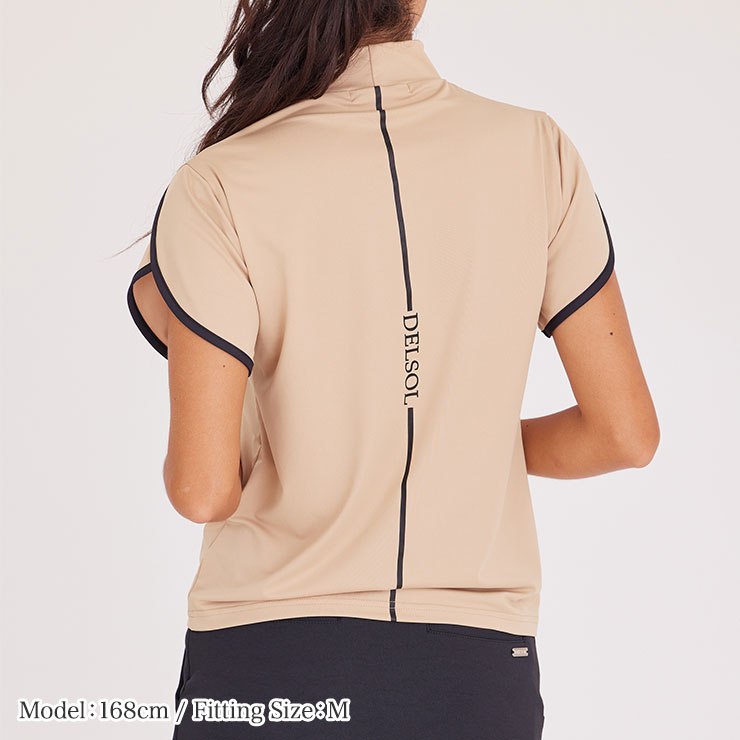 7817 重ね袖パイピングモックネックシャツ M/L/LL/3L レディースゴルフ