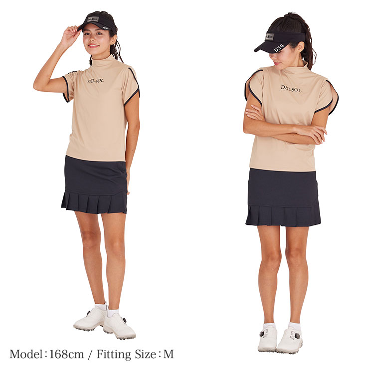 7817 重ね袖パイピングモックネックシャツ M/L/LL/3L レディースゴルフ