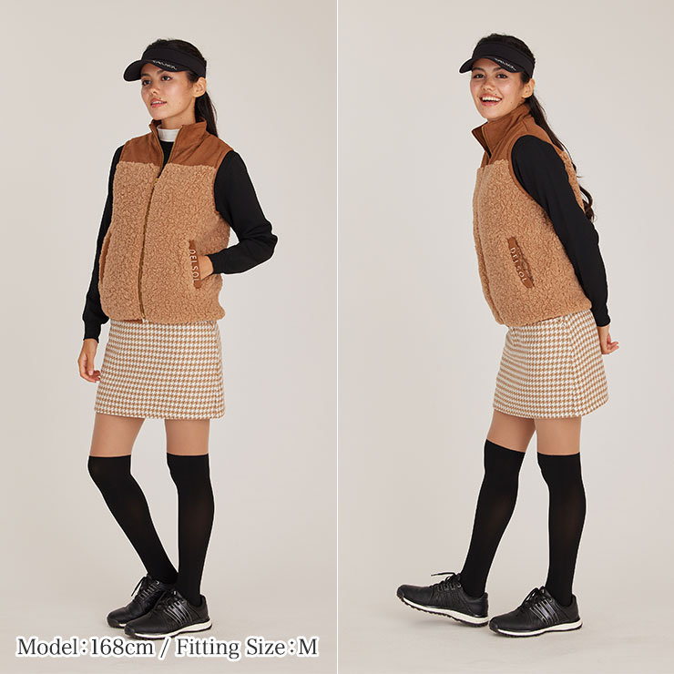 7848 千鳥格子柄布帛スカート M/L/LL レディースゴルフウェア