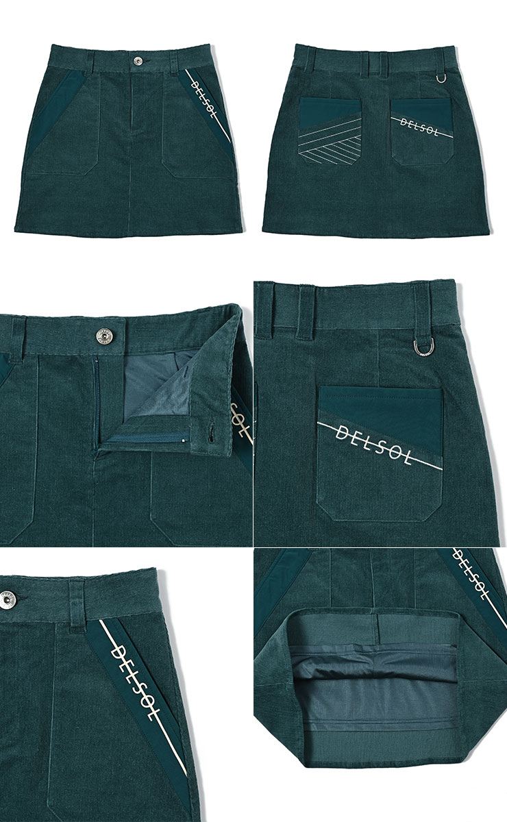 7849 異素材使い コーデュロイスカート M/L/LL/3L/4L レディース
