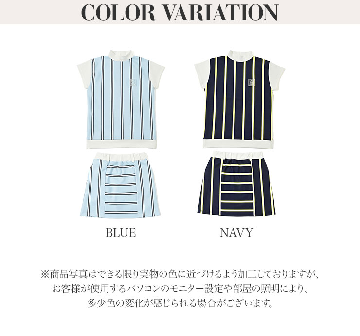 ポンチ ストライプ柄セットアップ 7936 M/L/LL/3L/4L レディースゴルフ