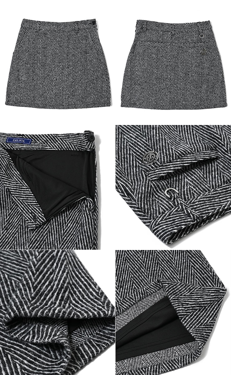 8848 ヘリンボーン柄布帛スカート M/L/LL/3L レディースゴルフウェア