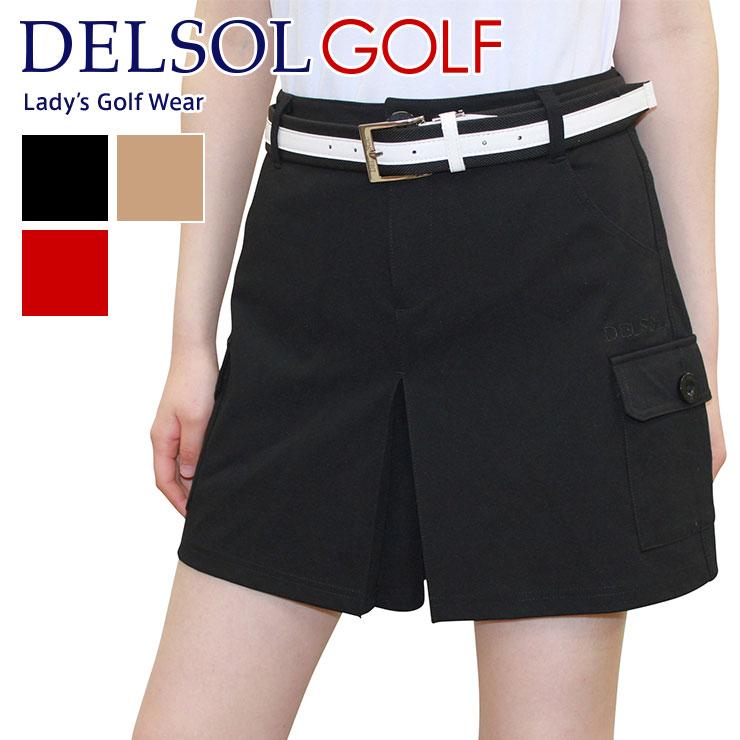プリーツ入ストレッチキュロットスカート S/M/L/LL/3L 5サイズ レディースゴルフウェア :9630:DELSOL GOLF !店  通販 