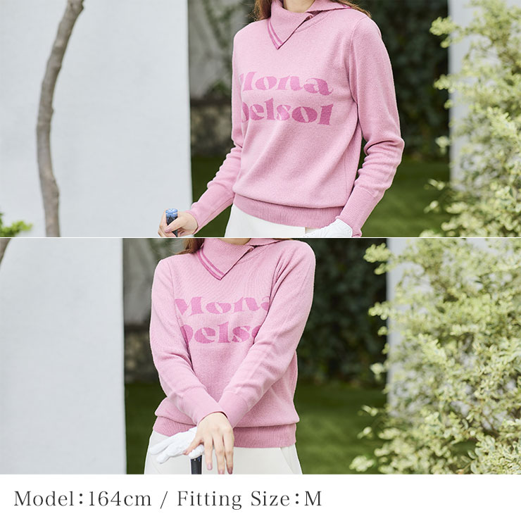 特別価格】mona delsol ロゴ襟付きニット S/M 小さいサイズ レディース