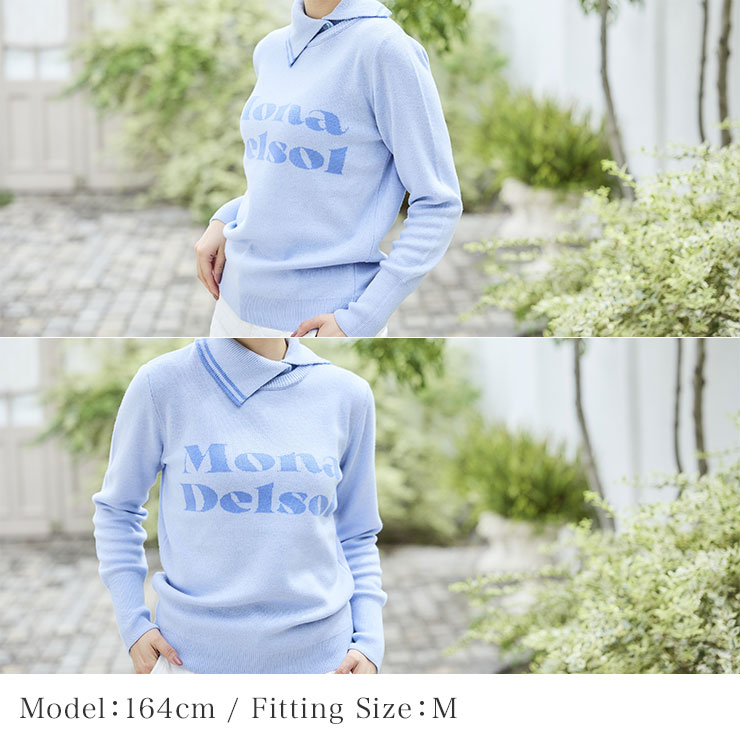 特別価格】mona delsol ロゴ襟付きニット S/M 小さいサイズ レディース