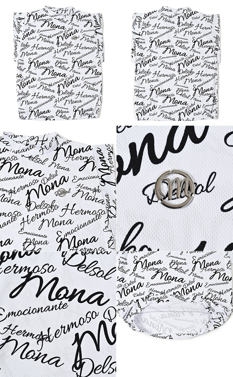 mona delsol 吸水速乾 ロゴ総柄ショルダーノースリシャツ S/M