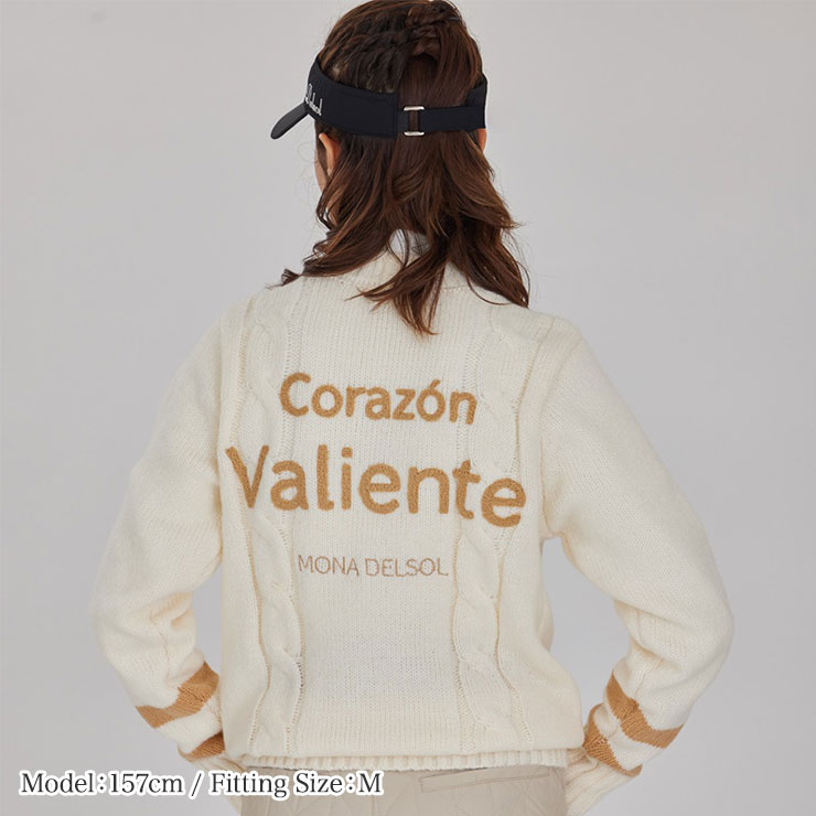 2点セット新品☆DELSOL GOLF☆ラインタートルニットM&ロゴスカートM m0046 mona delsol 袖ラインケーブルニット 防寒 M/L 秋冬 おしゃれ