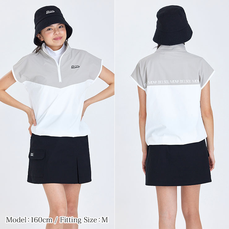 m0055 mona delsol バイカラーフレンチスリーブプルオーバー 春夏 M/L 