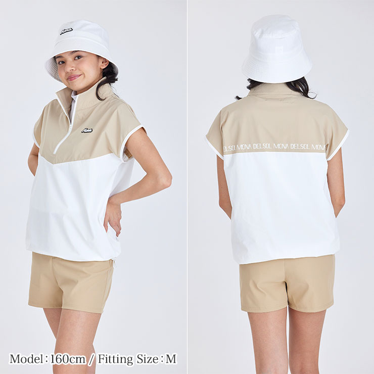 m0055 mona delsol バイカラーフレンチスリーブプルオーバー 春夏 M/L