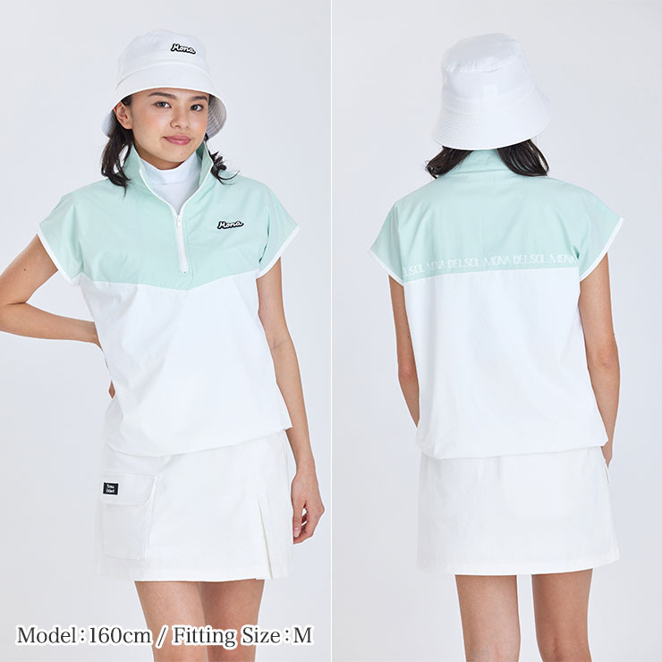 m0055 mona delsol バイカラーフレンチスリーブプルオーバー 春夏 M/L