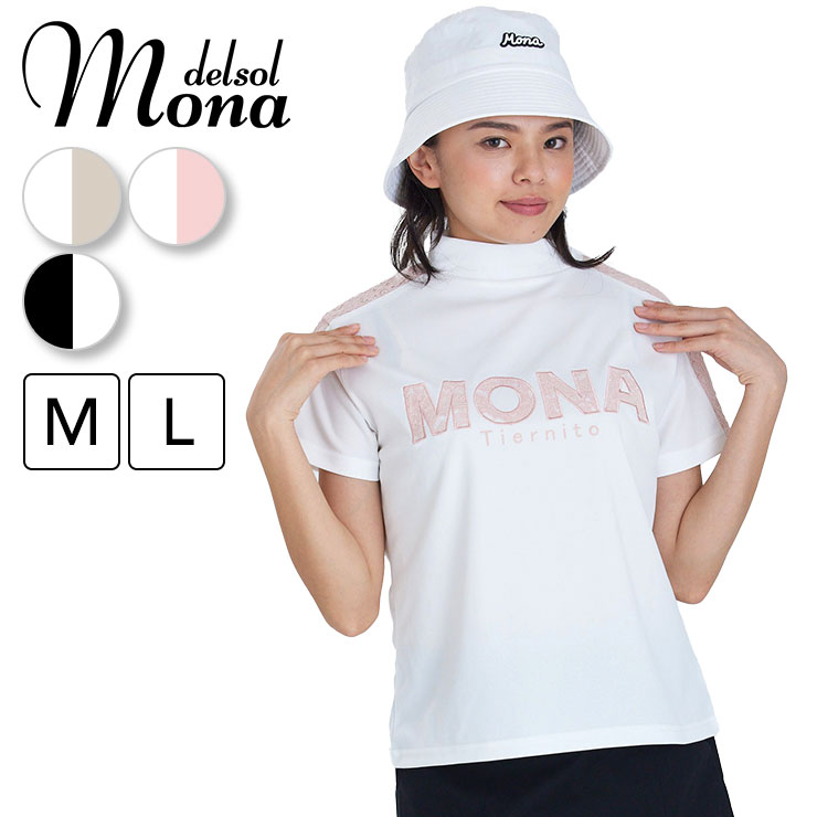 mona delsol レースロゴモックネックシャツ M/L 大きいサイズ