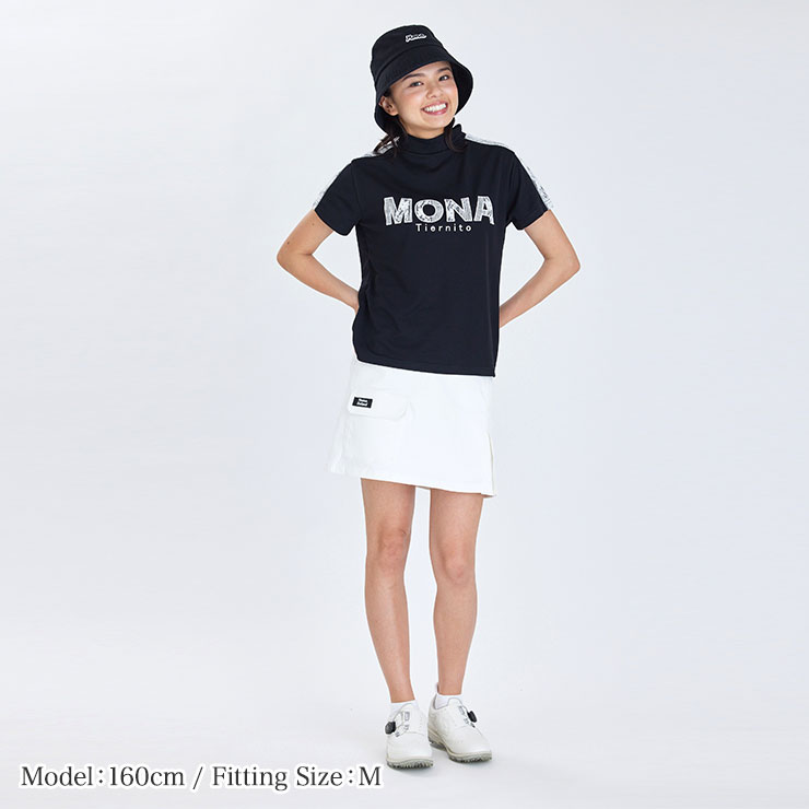 mona delsol レースロゴモックネックシャツ M/L 大きいサイズ