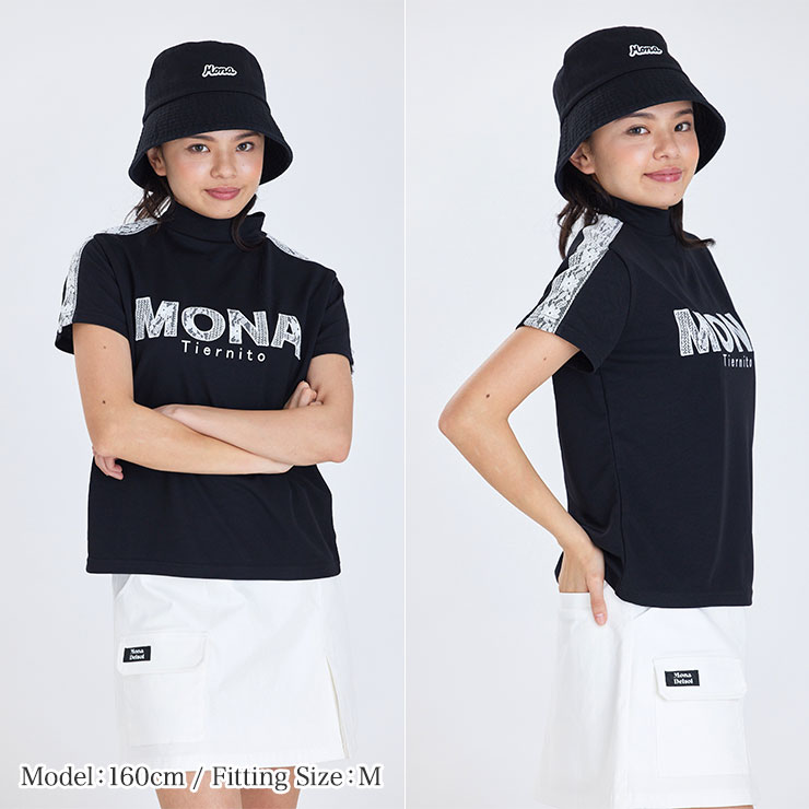 mona delsol レースロゴモックネックシャツ M/L 大きいサイズ