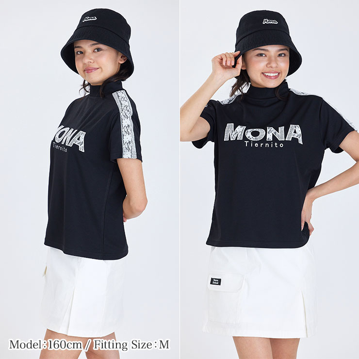mona delsol レースロゴモックネックシャツ M/L 大きいサイズ