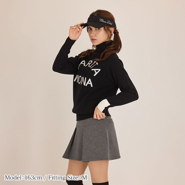 m0072 mona delsol ロゴジャガードタートルニット 防寒 M/L/LL 秋冬