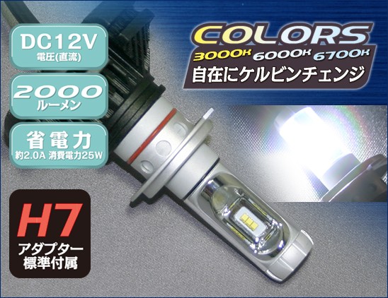 バイク用 LEDヘッドライト (H7) MOTO LED HEAD LEDヘッドライト COLORS