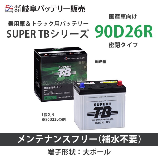 年末バーゲン【訳あり品】90D26R/バッテリー 90D26R 岐阜バッテリー SUPER TBシリーズ(国産車用