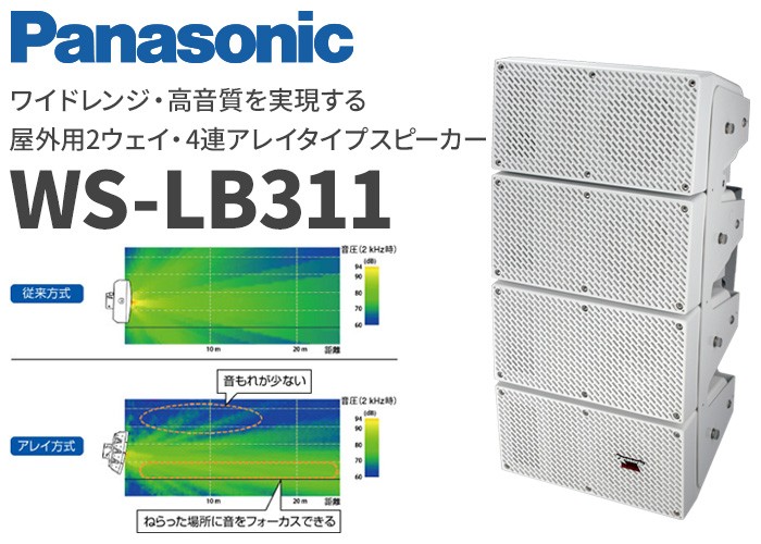 パナソニック ワイドレンジ・高音質を実現する屋外用2ウェイ・4連アレイタイプスピーカー WS-LB311