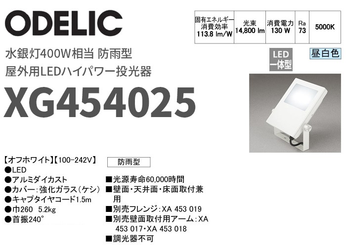 ODELIC（オーデリック） XG454025 屋外用LEDハイパワー投光器 防雨型